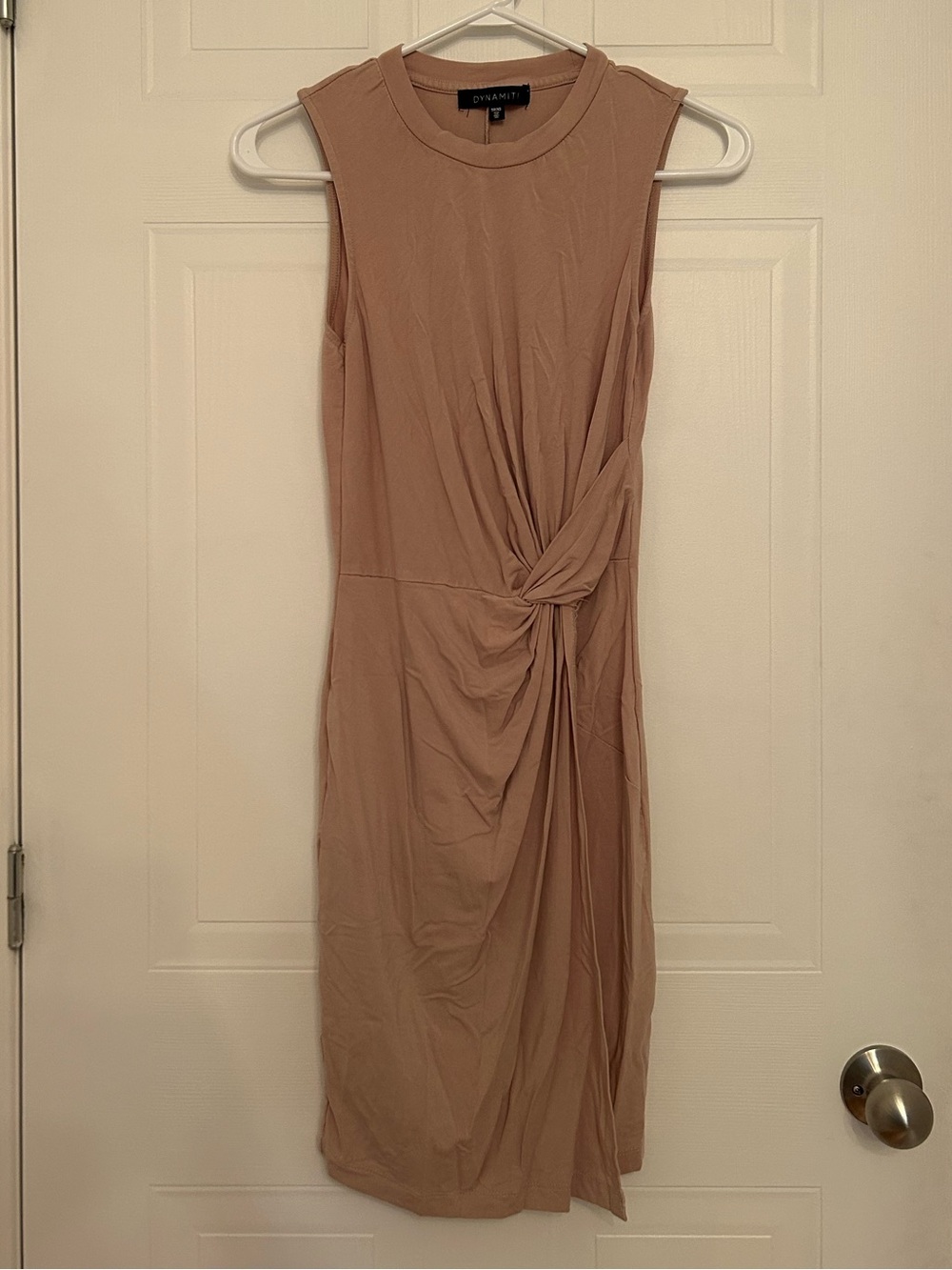 Dynamite Sleeveless Knot-Detail Midi Dress in Nude